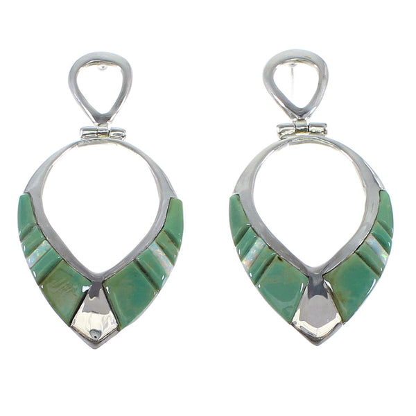 Turquoise And Opal Sterling Silver Post Dangle Earrings AX50241